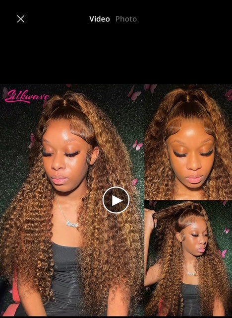 30 inches Highlight lace frontal human hair deep wave 13*6 200% density