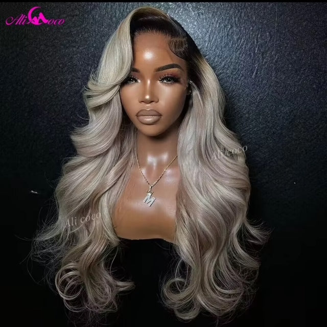 28 INCHES Ash Blonde Human Hair Wig 13*6