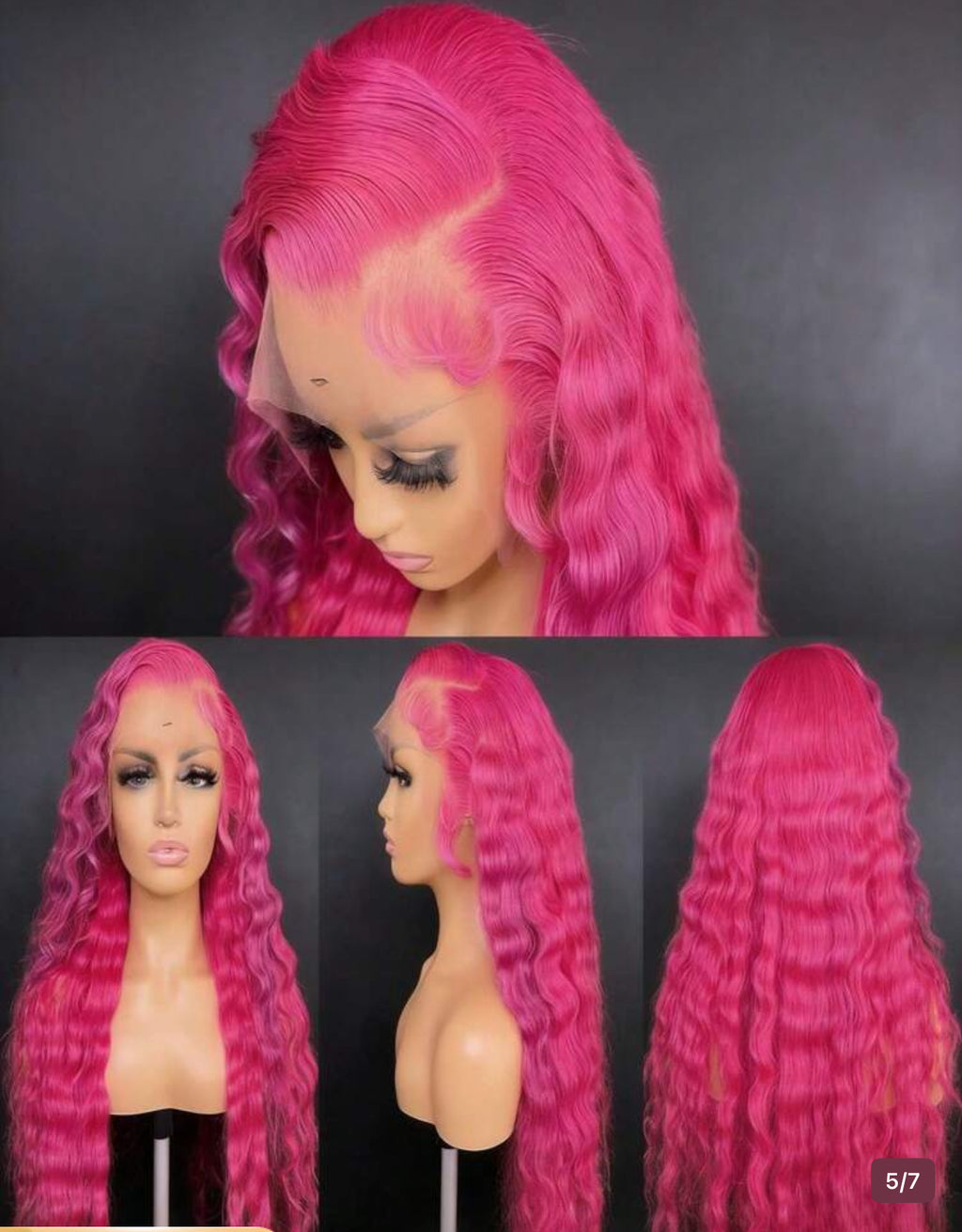 44 inches Dragon Fruit high Quality Deep Wave Human Hair Wig 200 density prepluck