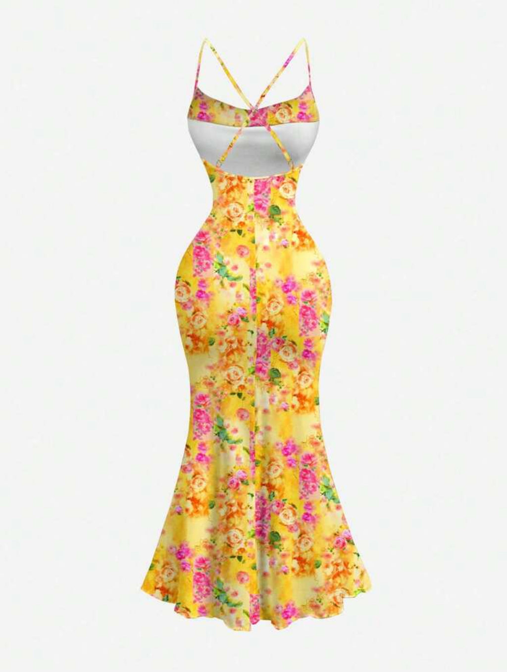 Floral Print Neck Backless Dress Summer Holiday, Vacation, Boho Chic Sexy Summer Dresses