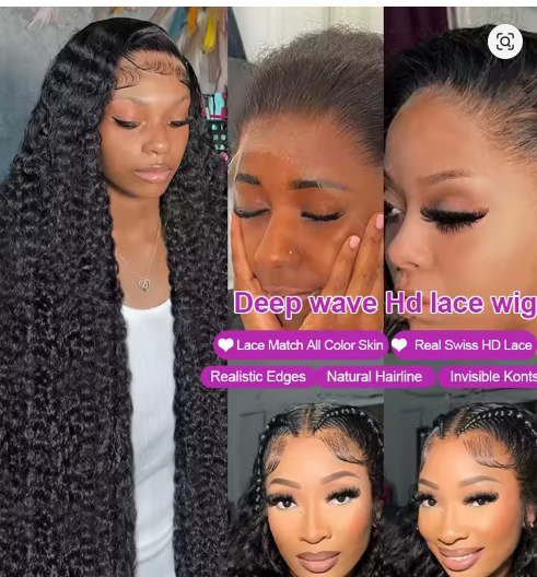 30 inches Deep wave Human Hair Wig