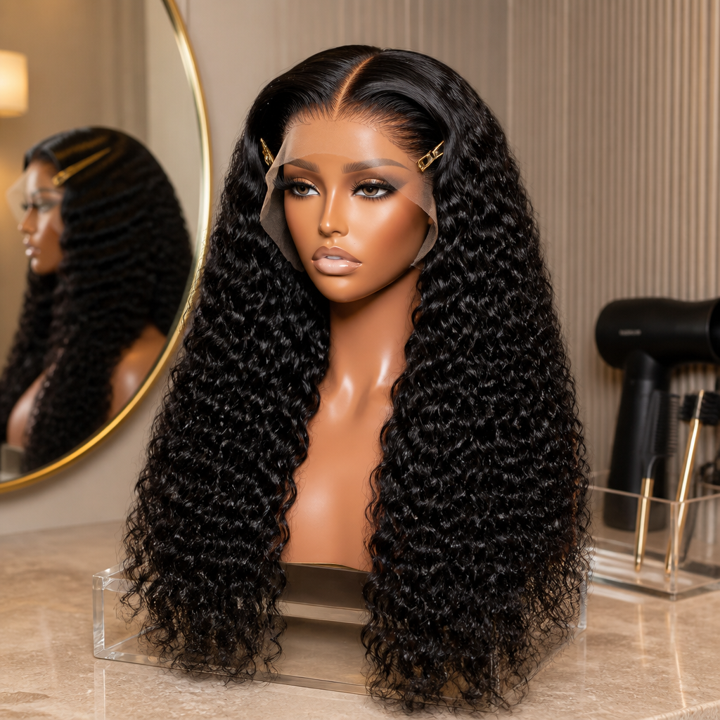 30 inches Deep wave Human Hair Wig